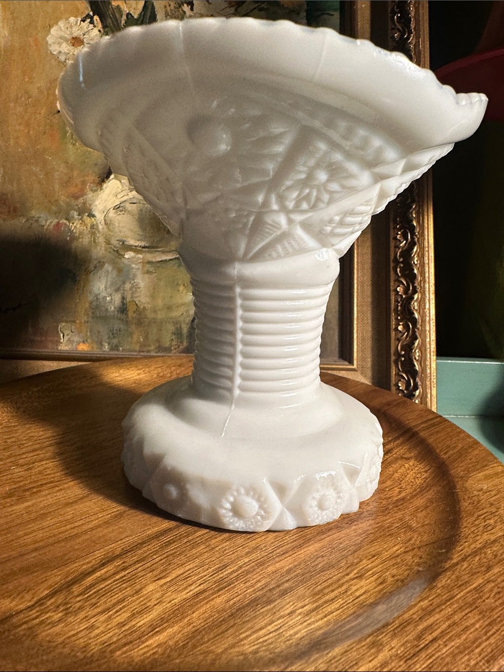 Vintage Milk Glass (Daisy) Pedestal Cake Stand / Punch Bowl Vase Replacement